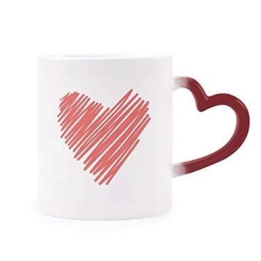 Imagem de Caneca sensível ao calor do dia dos namorados desenho coração grafite muda de cor vermelha