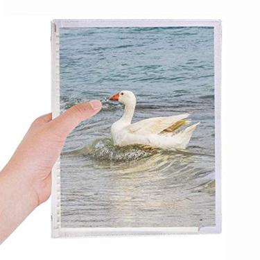 Imagem de Caderno com imagem natureza de ganso, água oceânica, folha solta, diário recarregável, papelaria