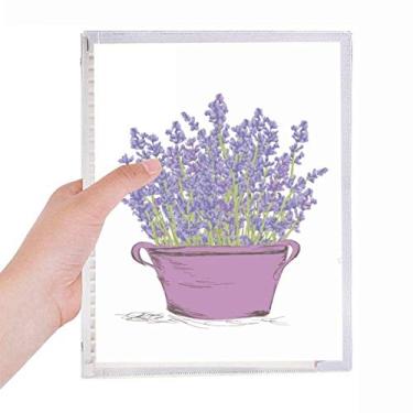 Imagem de Caderno de plantas de lavanda roxa, agenda de folhas soltas recarregável