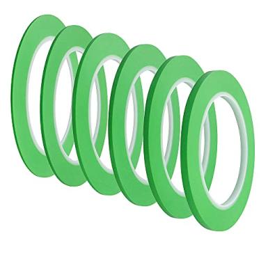 Imagem de Mix 6 rolos de vinil de alta temperatura, fita adesiva de acabamento de linha fina para pintura automotiva para curvas verde, 0,6 ~ 1,3 cm x 91,4 m