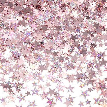 Imagem de HESTYA 60 g Star Confetti Glitter Star Table Confetti Metallic Foil Stars for Party Wedding Festival Decorations(Glitter Rose Gold Set, 10mm and 6mm)
