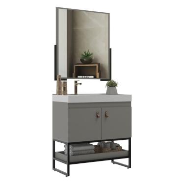 Imagem de Gabinete Banheiro 70cm com Cuba e Espelheira Multimóveis CR10108