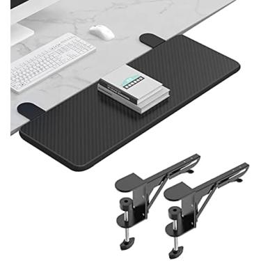 Imagem de Bandeja De Teclado Preta, Extensor De Mesa Dobrável, Projetado Ergonomicamente, Placa De Extensão De Mesa Sem Perfurações, Fácil De Montar, Adequada Para Mesas, Estantes E Mesas De Jantar.,55cmX24