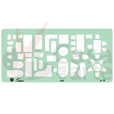 Imagem de Gabarito Completo de Móveis e Sanitários, A-5, Trident, Acrílico Azulado, 24.5 x 12 cm