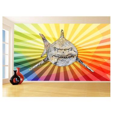 Imagem de Papel De Parede Animais Pop Art Tubarão Cores 3,5M Pxa548