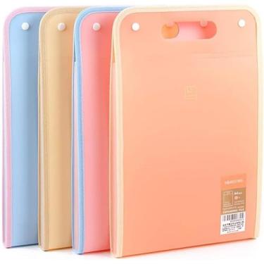 Imagem de Pasta de arquivo acordeão Vertiacl Poly expansível com 13 bolsos, mochila vertical organizador de arquivos armazenamento de papelada, bolsa compacta para pasta de documentos tamanho carta A4 com alça