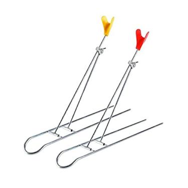 Imagem de Barraca de pesca Mão-Sea Dupla-Uso de Ferro Simples Suporte de Ferro Dobrável Torreta Galvanizada Haste Galvanizada Suporte de Rodas do Mar Suporte para vara de pescar ( Size : C )