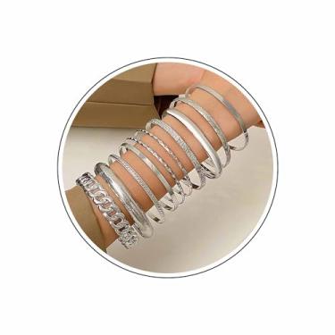 Imagem de Zeshimb Conjunto de pulseiras douradas para mulheres, multiempilháveis, pulseiras largas indianas de Bollywood, grossas, étnicas, brilhantes, texturizadas, coleções, roupas de casamento, joias (10