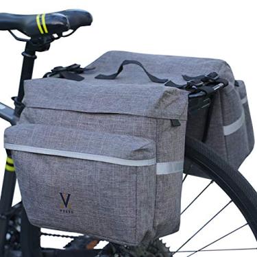 Imagem de Vuudh Bolsa portátil resistente à água para bicicleta – 26 litros para bicicletas com acabamento reflexivo, sacos para selim de banco traseiro de bicicleta (cinza)