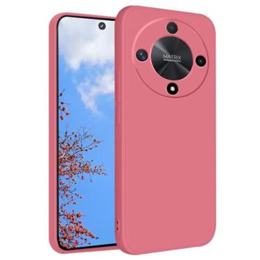 Imagem de Yarxiawin Capa para celular Honor Magic 6 Lite de silicone macia à prova de choque Honor Magic 6 Lite capa protetora roxa fina capa protetora antiimpressão digital fofa (vermelho camélia)