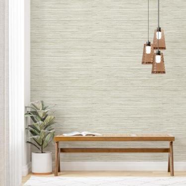 Imagem de Papel de parede Simon&Siff, Texturizado, Retirar e Colar, Tecido de Grama Neutro Sintético, Impermeável, Autoadesivo, para Decoração de Casa, Quarto, Cozinha, Armário, Creme , 0,45 x 5 m
