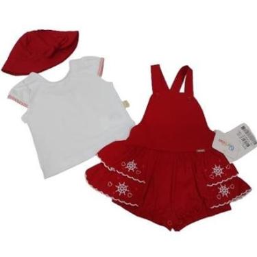 Imagem de Macacão Jardineira + Blusa Bebê Menina Paraiso Verão 13908-Feminino