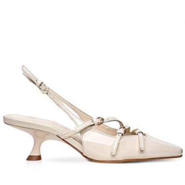 Imagem de Sapato Carrano Slingback Fivelas Couro Verniz Off White-Feminino