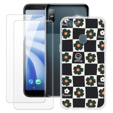 Imagem de MILEGOO Capa HTC U12 Life + 2 peças protetoras de tela de vidro temperado, capa de TPU de silicone macio à prova de choque para HTC U12 Life (6 polegadas)