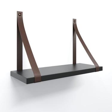 Imagem de Prateleira Em Mdf Preto 40x15cm Com Alça Cor Café