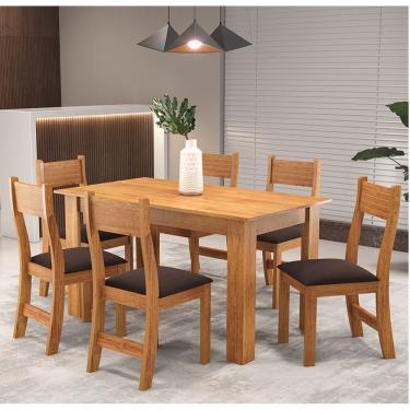 Imagem de Mesa de Jantar Retangular Zinnia Com 6 Cadeiras Brisa Cobre/Bombom- Casa Giulia