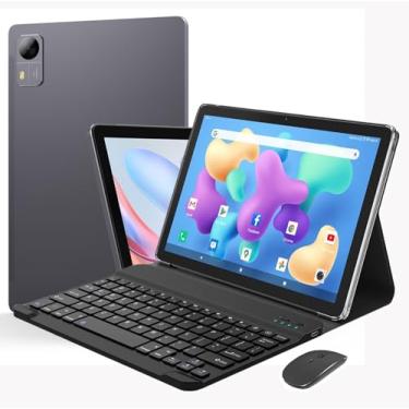 Imagem de 10,1 Polegadas Tablet com Caso, Teclado e Mouse, Android 12 Tablet, 6GB RAM + 128GB ROM, WiFi, Bluetooth, 6500mAh, Cinza