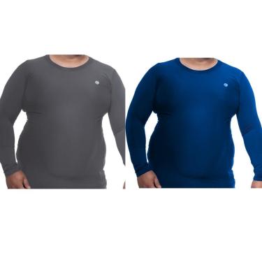 Imagem de Kit 2 Camisa Térmica Plus Size Masculina Uv 50+ Segunda Pele Proteção Solar-Masculino