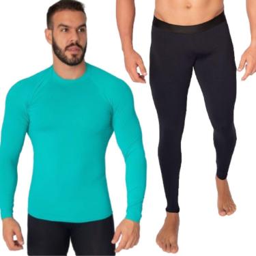 Imagem de Conjunto Blusa + Calça Térmica Poliamida Bella Fiore Proteção UV Moda Fitness Masculina-Masculino