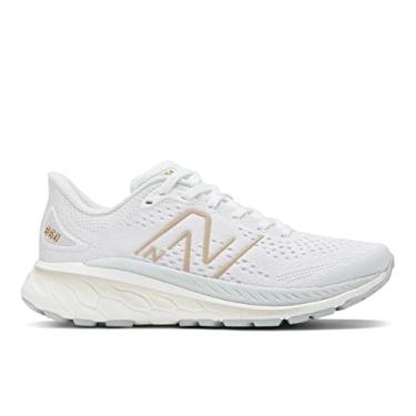 Imagem de New Balance Tênis de corrida feminino Fresh Foam X 880 V13, Branco/alumínio claro/dourado claro metálico, 5 Wide