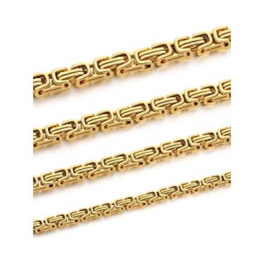 Imagem de KDFISTEEL Largura 4 mm/5 mm/6 mm/8 mm, comprimento 45 a 76 cm colar masculino de corrente bizantina de aço inoxidável, Chain Length: 20 Inches, Aço inoxidável, Sem Pedra Preciosa