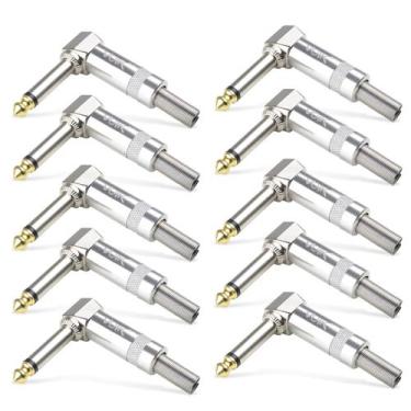 Imagem de Kit 30 Plug P10 Conector Mono Metálico Guitarra Violão Voik PVK-P10