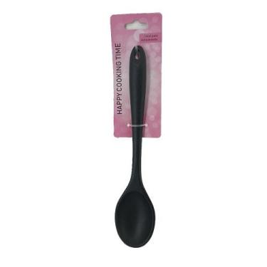 Imagem de Kit 2 Colheres de Silicone Cozinha 27cm - Aliança, Preto