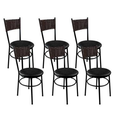 Imagem de 6 Cadeiras Para Cozinha Viena Marrom - Laumar, Preto