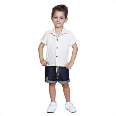 Imagem de Camisa Tricoline e Bermuda Jeans Infantil Masculina - Octhos, 8