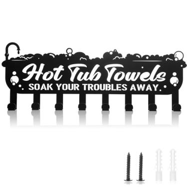 Imagem de Capoda Toalheiro montado na parede para banheira de hidromassagem ganchos de toalha de banheiro suporte de toalha de metal organizador de toalhas de hotel piscina casa spa primavera quente acessórios