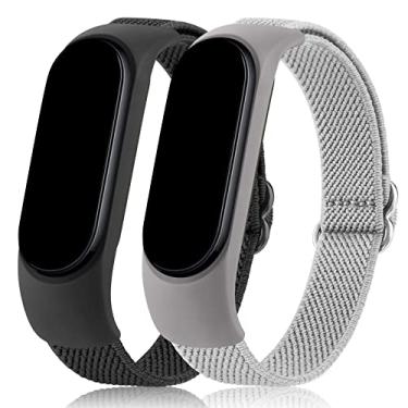 Imagem de Wanme Pulseiras para Amazfit Band 5, pulseira de substituição feminina e masculina, pacote com 2, pulseiras esportivas elásticas macias compatíveis com pulseira Amazfit 5 acessórios (preto + cinza)