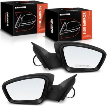 Imagem de A-Premium Par (2) espelhos retrovisores manuais do lado do motorista e do passageiro - compatível com Volkswagen Jetta 2011 2012 2013 2014 2015 - retrovisor externo externo preto dobrável manual não