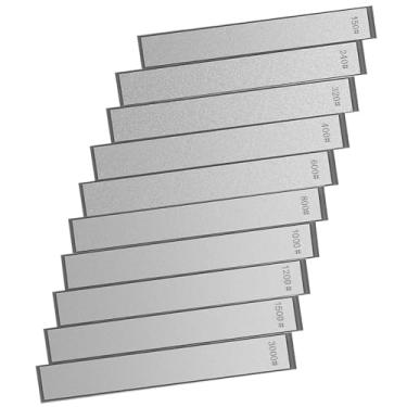 Imagem de 10 peças de pedra de amolar de diamante, 150/240/320/400/600/800/1000/1200/1500/3000 com base antiderrapante para faca de cozinha e faca de uso externo