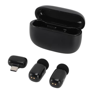 Imagem de Microfone de Lapela Sem Fio, Microfone de Lapela Profissional Com Estojo de Troca de 300mAh, Cancelamento de Ruído, Adequado para Podcast de Vídeo de Entrevista