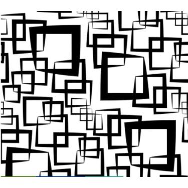 Imagem de Papel de Parede Adesivo Geométrico Preto e Branco para Sala Cozinha Qu