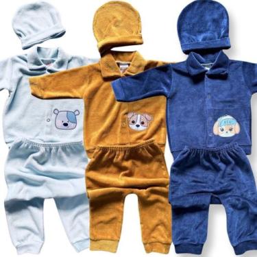 Imagem de Kit 9 pçs Roupas Recém Nascido Casaco Bebe Mijão Touca Plush - Jolen B
