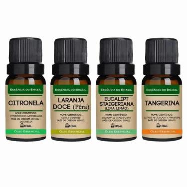 Imagem de Kit 4 Óleos Essen. Laranja, Eucalipto, Citronela, Tangerina - Essência
