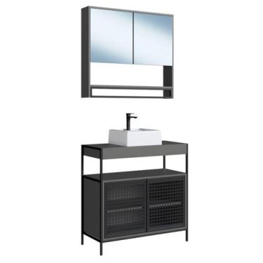 Imagem de Conjunto para Banheiro 3 Peças com Cuba P103841C Grafite PP Milani Sto