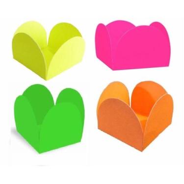 Imagem de 200 Forminhas Doces Neon Forma Caixeta - Nc Toys