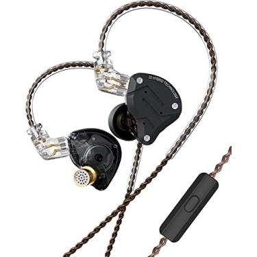 Imagem de KZ Conjunto de fones de ouvido intra-auriculares com fio ZS10 Pro com cancelamento de ruído com placa frontal de aço inoxidável, cabos destacáveis IEM de 2 pinos, monitor de ouvido para