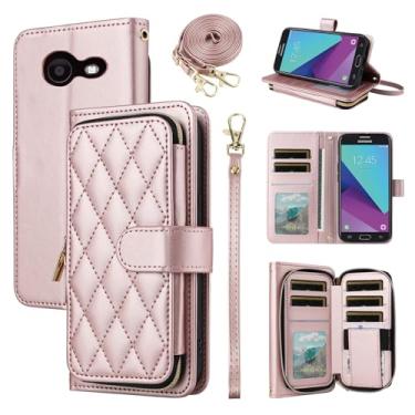 Imagem de Furiet Argyle Capa carteira para Samsung Galaxy J7 Prime 2017 J 7 Skypro Sky Pro J7V V S727VL com alça de pulso, 9 + compartimentos para cartão com zíper capa de telefone para Halo 7J Perx J7prime