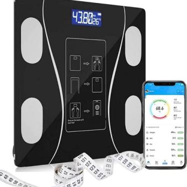 Imagem de Balança Digital Inteligente Vidro Preto Completa Bluetooth 180kg Bioim