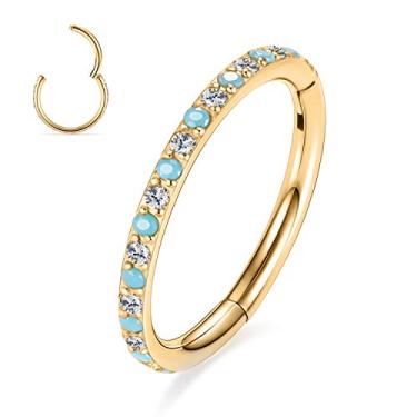 Imagem de AROWRO Anel de argola articulado CZ 20G 18G 16G 5/6/7/8/9/10/12mm opala aço cirúrgico conch daith Rook cartilagem tragus hélice brincos anel de septo piercing de nariz jóias, Metal, outro