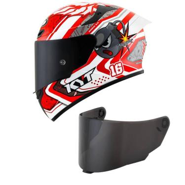 Imagem de Capacete Kyt Tt Course Super Mario Vermelho Mais Viseira Fumê