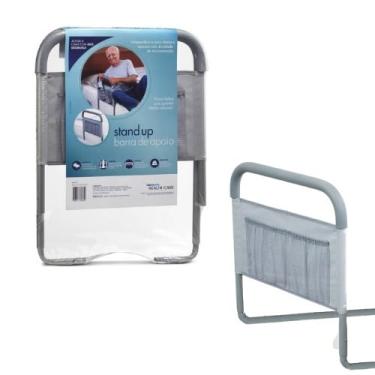 Imagem de Barra De Apoio Grade Lateral Para Cama Idosos Com Bolso Objetos Stand Up