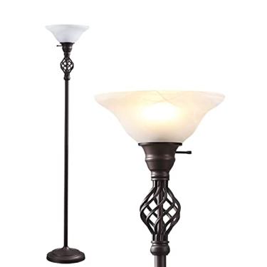 Imagem de GyroVu Luminária De Chão Torchiere Para Sala De Estar, Luminária De Leitura De Pé Led Para Quarto Com Cúpula De Vidro Para Sala De Estar, Quarto De Canto, Escritório Em Casa, Lâmpadas Incluídas (Ver