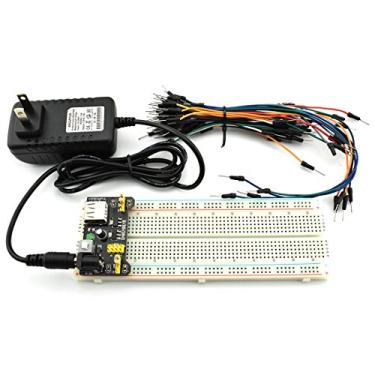 Imagem de HJ Garden Kit Variado De Módulo De Fonte De Alimentação De Componentes Eletrônicos Para Arduino, Raspberry Pi, Stm32, Uno, Mega2560 830P Breadboard + Módulo De Alimentação + Jumper + Adaptador 12V 1A