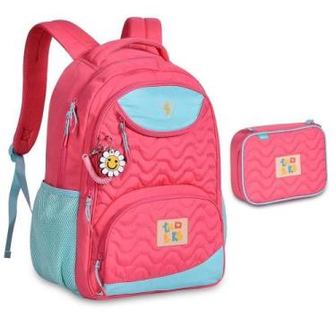 Imagem de Mochila Escolar Luluca Clio LU 24073 e Estojo box, Rosa