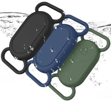 Imagem de Pacote com 3 suportes de coleira de cachorro para Samsung Galaxy SmartTag 2, capa protetora de silicone para Galaxy Smart Tag 2 para animais de estimação, gatos (preto/azul marinho/verde)