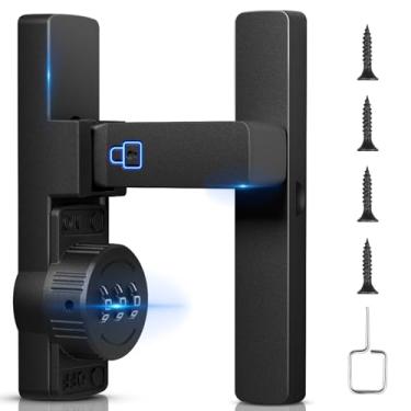 Imagem de Fechadura de porta de celeiro, trava dobrável com combinação, fechadura de porta deslizante/oscilante de 90 graus, senha de 3 dígitos sem chave, parafuso de trava de portão para portão, porta de